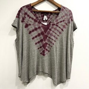 Free People 'Double Team' Tie-Dye Tee In Fatigue Berry Gray Purple Oversized S
